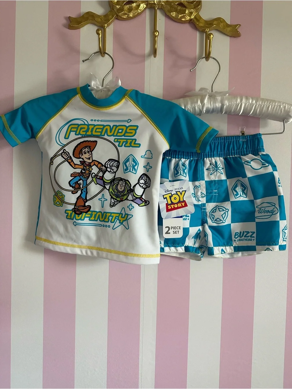Disney Toy Story Blue & White Kids 2-Piece Swim Set